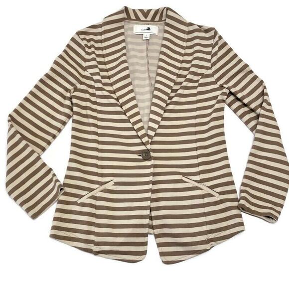 Caslon Nordstrom Cotton Blend Knit Striped One Button Casual Blazer Jacket Small - Picture 1 of 8
